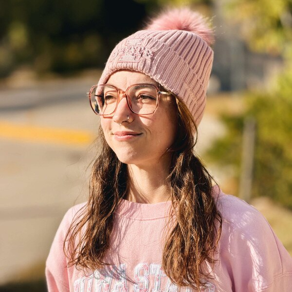 Pro Standard Women's I-State Pink Removable Pom Beanie